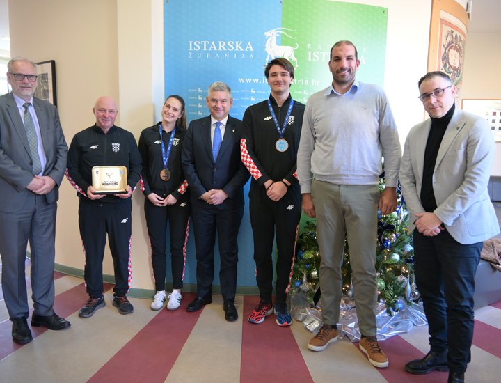 Elizabeta Crnković i Ivano Čelić na prijemu kod istarskog župana Borisa Miletića