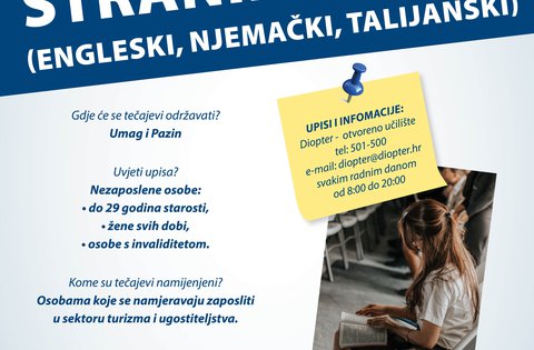 La Regione Istriana organizza corsi gratuiti di lingue straniere per persone disoccupate a Umago e Pisino