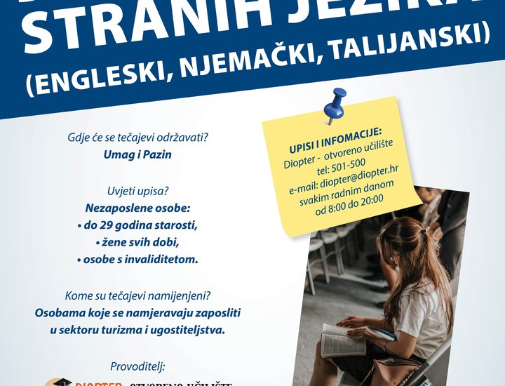 La Regione Istriana organizza corsi gratuiti di lingue straniere per persone disoccupate a Umago e Pisino